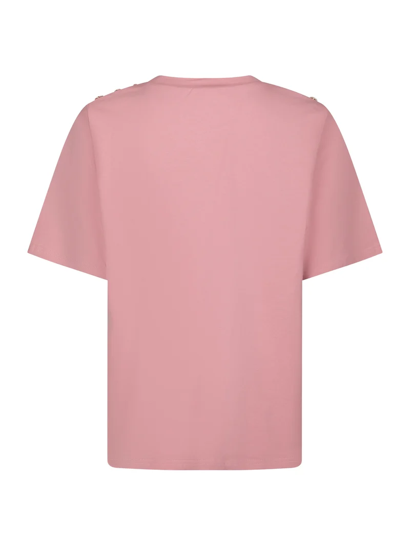 Valentin Studio - Gold Button Casual T-Shirt 162366 - 823 - Evening Rose
