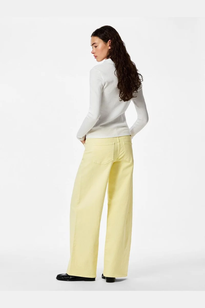 Pieces - Pcselma Lw Wide Colored Jeans - 4985324 French Vanilla
