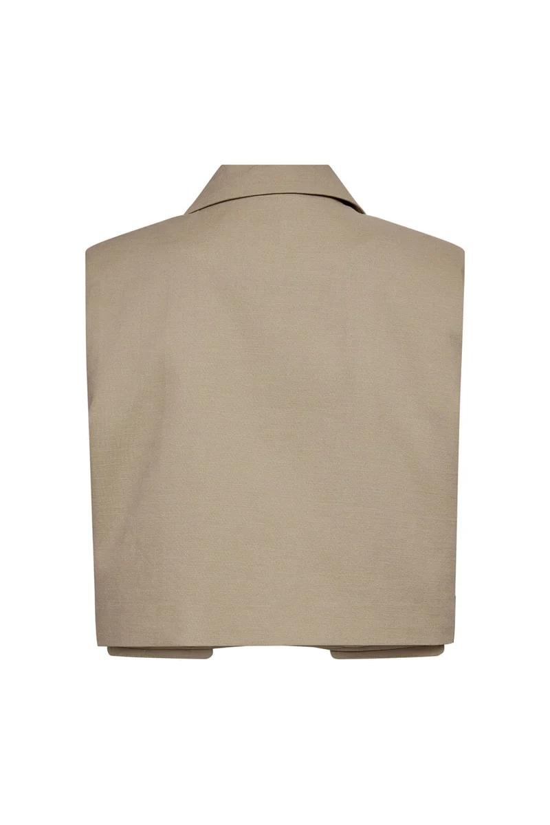 Co´Couture - Leilacc Linen Crop Vest 40054 - 320 - Bisquit