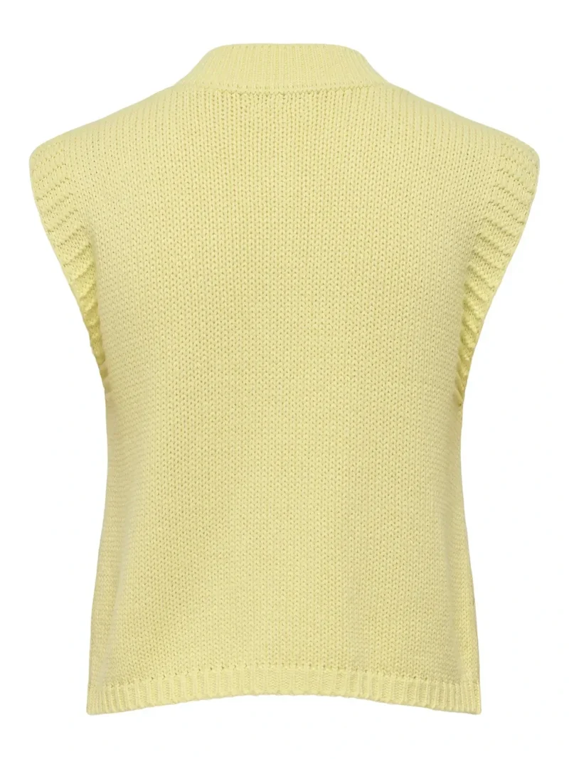 JDY - Jdyannalise S/L O-Neck Cable Vest Knt - 5067607 Double Cream W. Deco Button