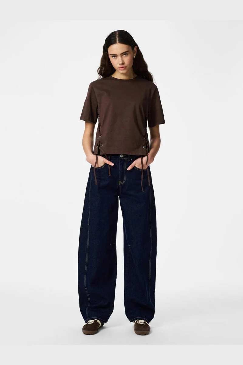 Pieces - Pcfenja Ss Tie Detail T-Shirt Jsr Pp - 5100338 Hot Fudge