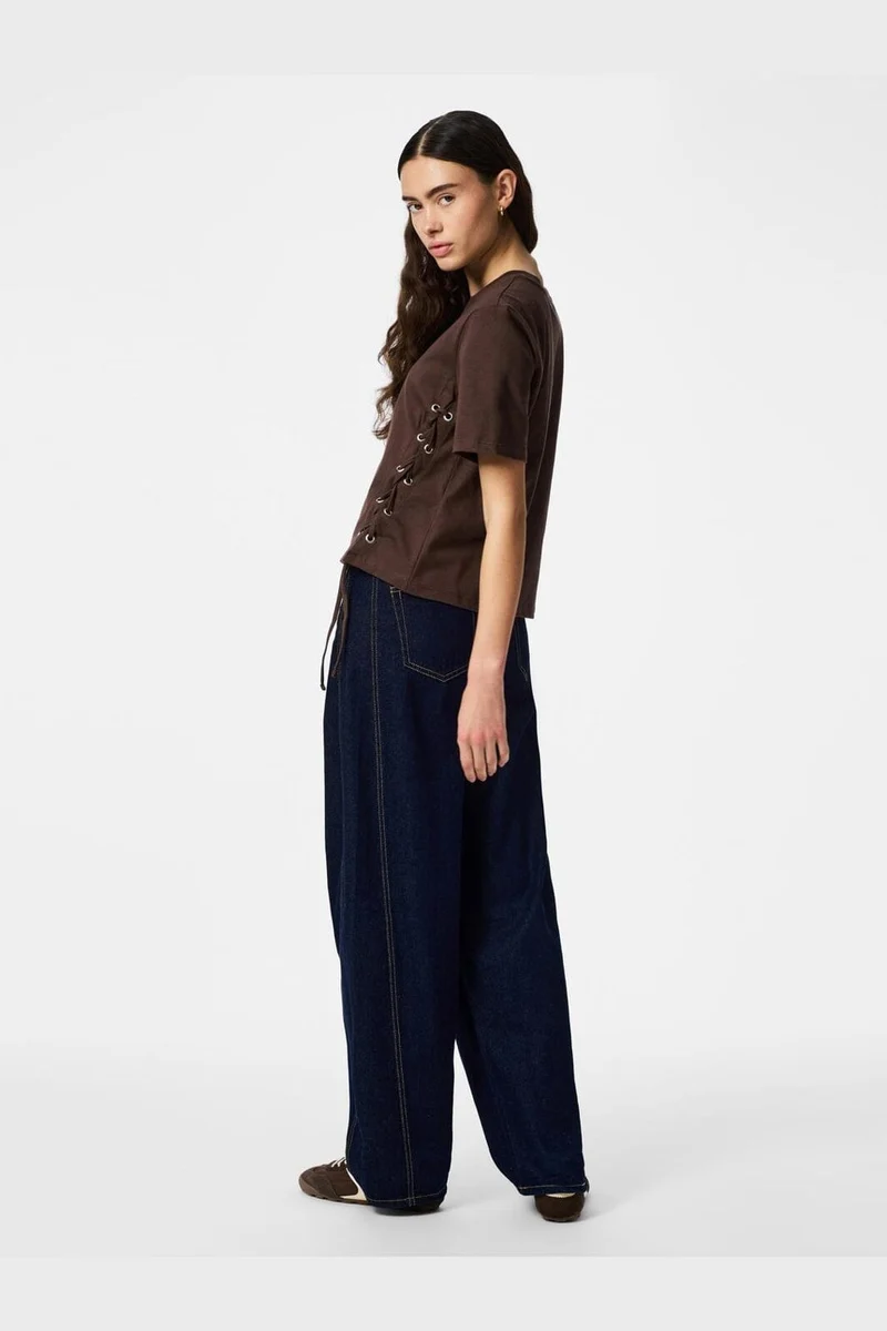 Pieces - Pcfenja Ss Tie Detail T-Shirt Jsr Pp - 5100338 Hot Fudge