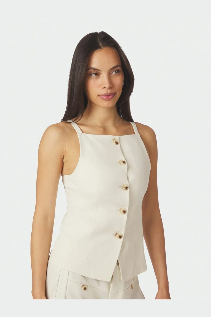 Neo Noir - Kylie Structure Waistcoat 161620 - 121 - Off White