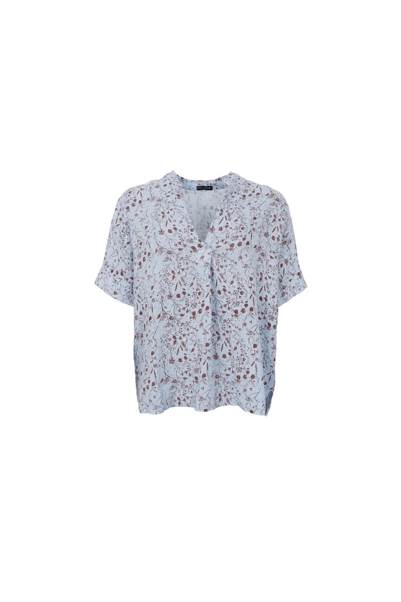Black Colour - Bcmelina Ss Linen Blouse 40842 - Floral