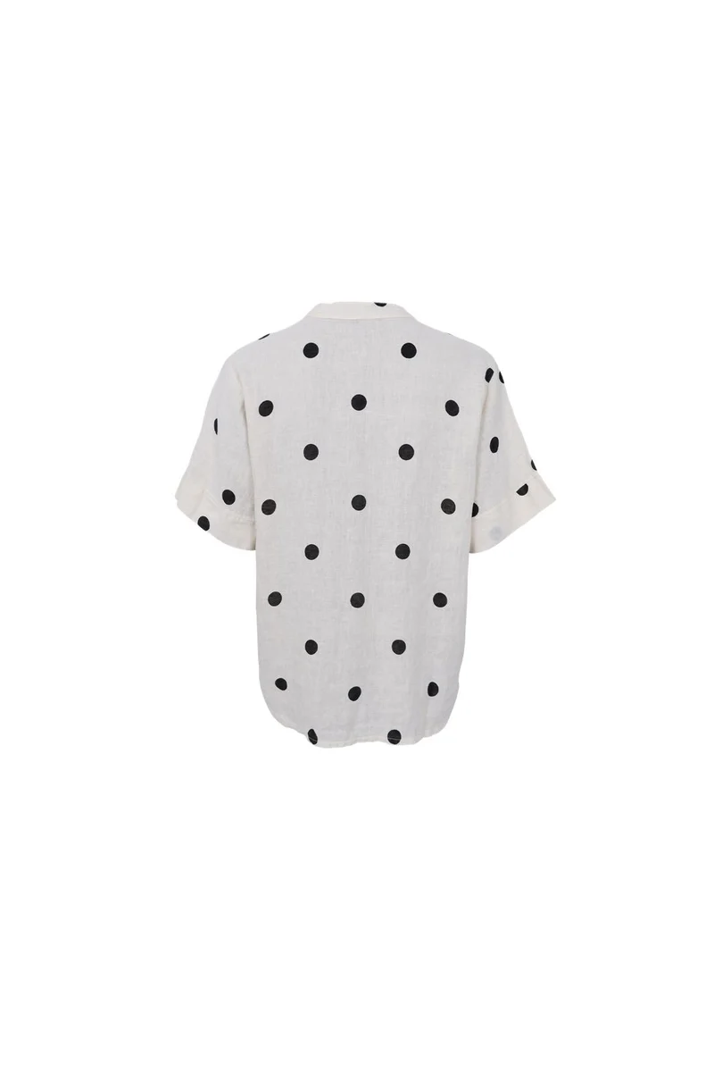 Black Colour - Bcmelina Ss Linen Blouse 40842 - Dot