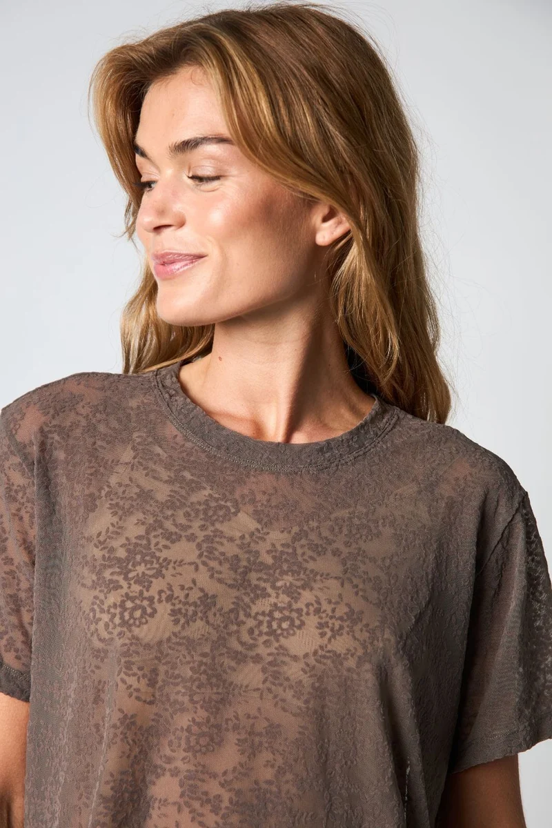 Hype The Detail - Lace Tee Oversiz 852-25 - 2 - Brun