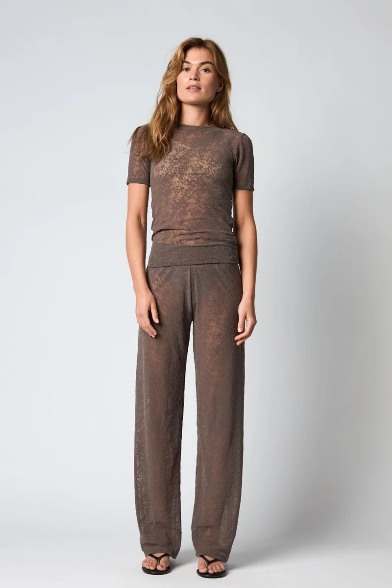 Hype The Detail - Lace Tee, Slim 852-2 - 2 - Brun