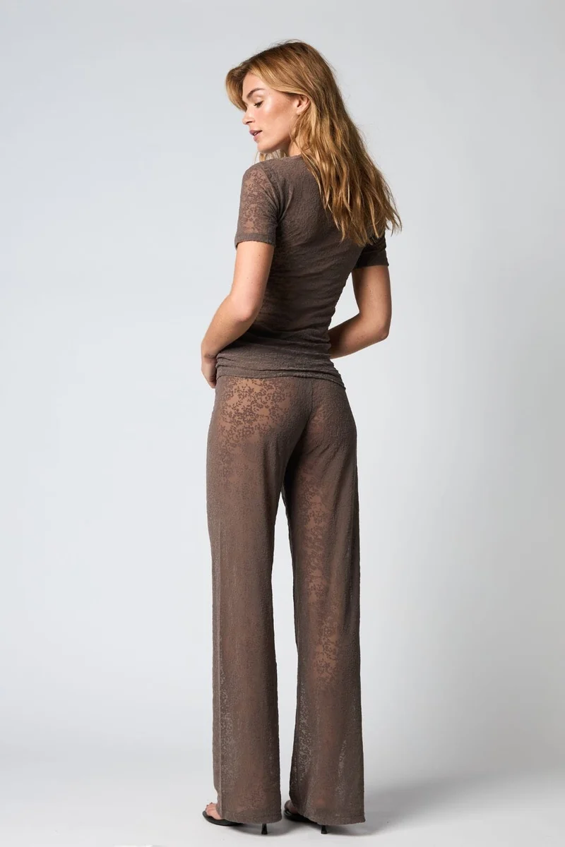Hype The Detail - Lace Tee, Slim 852-2 - 2 - Brun