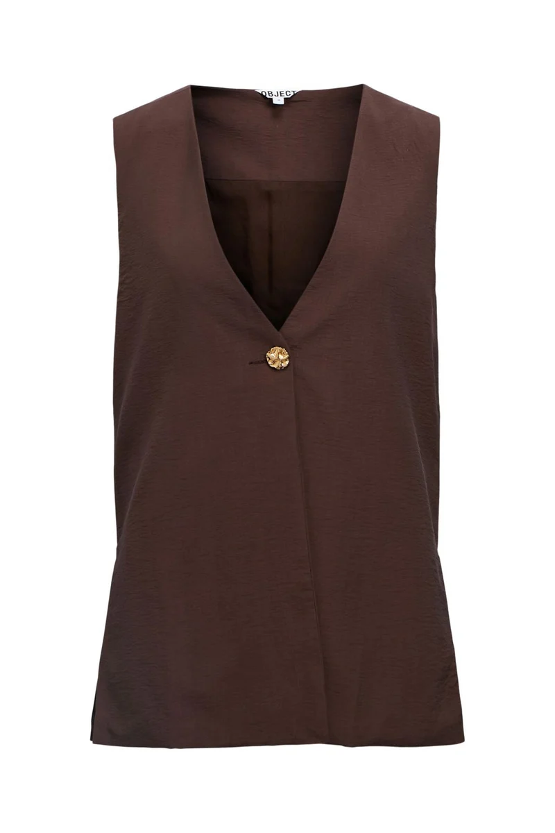 Object - Objisla Yui S/L Lo Waistcoat 143 - 4957194 Seal Brown