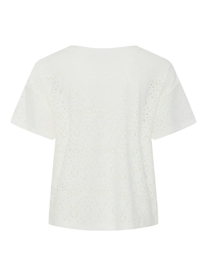 Pieces - Pcabby Ss Brod Ang Tee - 4640402 Cloud Dancer