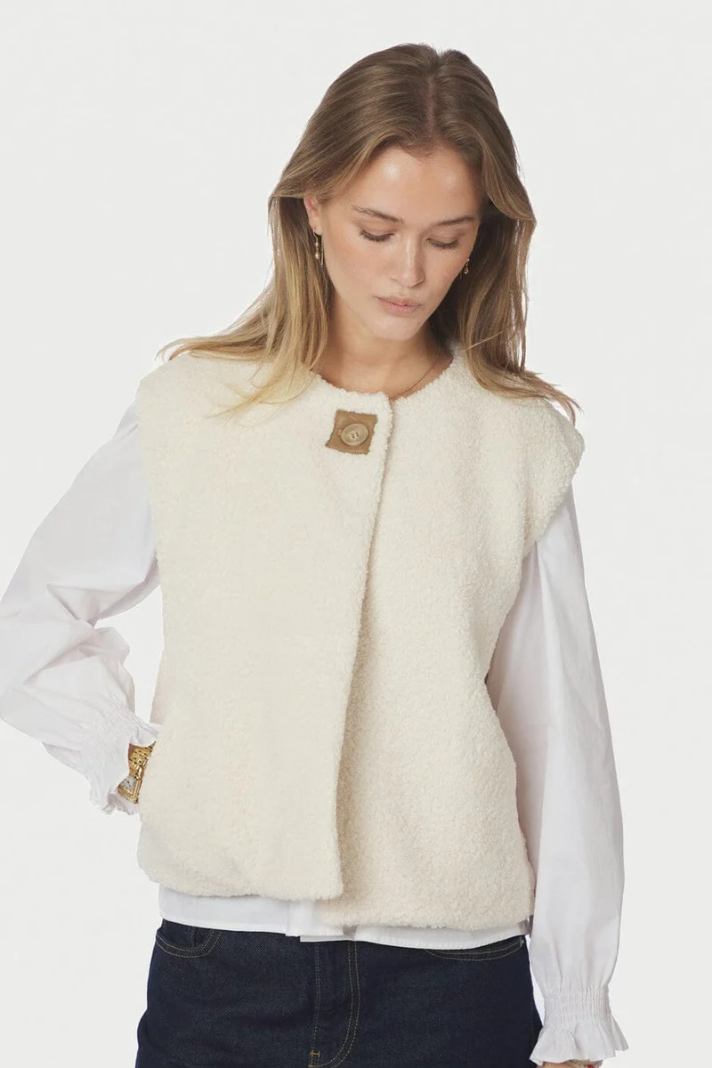 Neo Noir - Anjanna Teddy Vest 165928 - 124 - Ivory