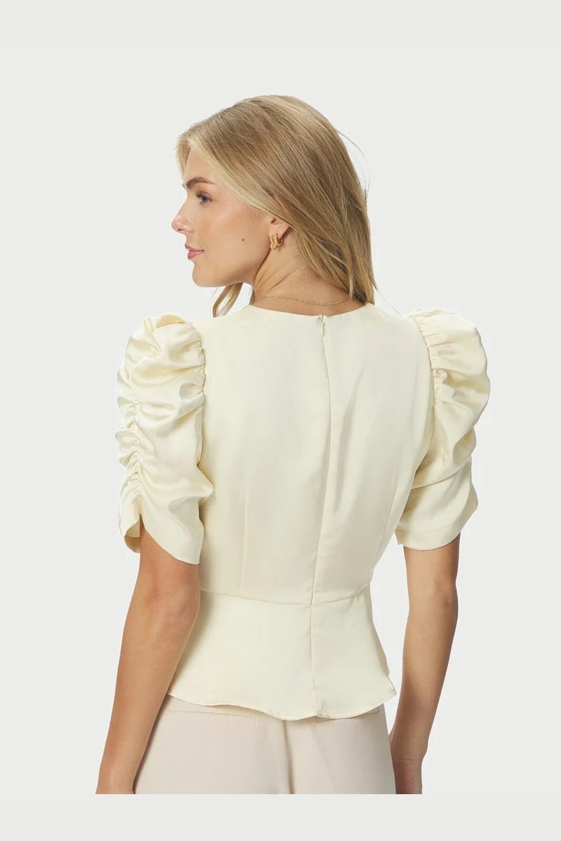Neo Noir - Benua Heavy Sateen Blouse 167069 - 191 - Light Yellow
