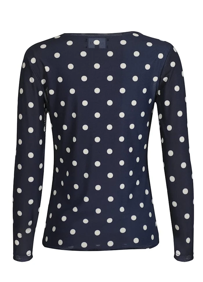 Liberte - Mesh Ls Tshirt 22065 - Navy Creme Big Dot