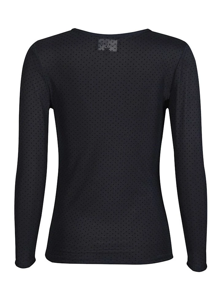 Liberte - Mesh Ls Tshirt 22065 - Navy Black Small Flock Dot