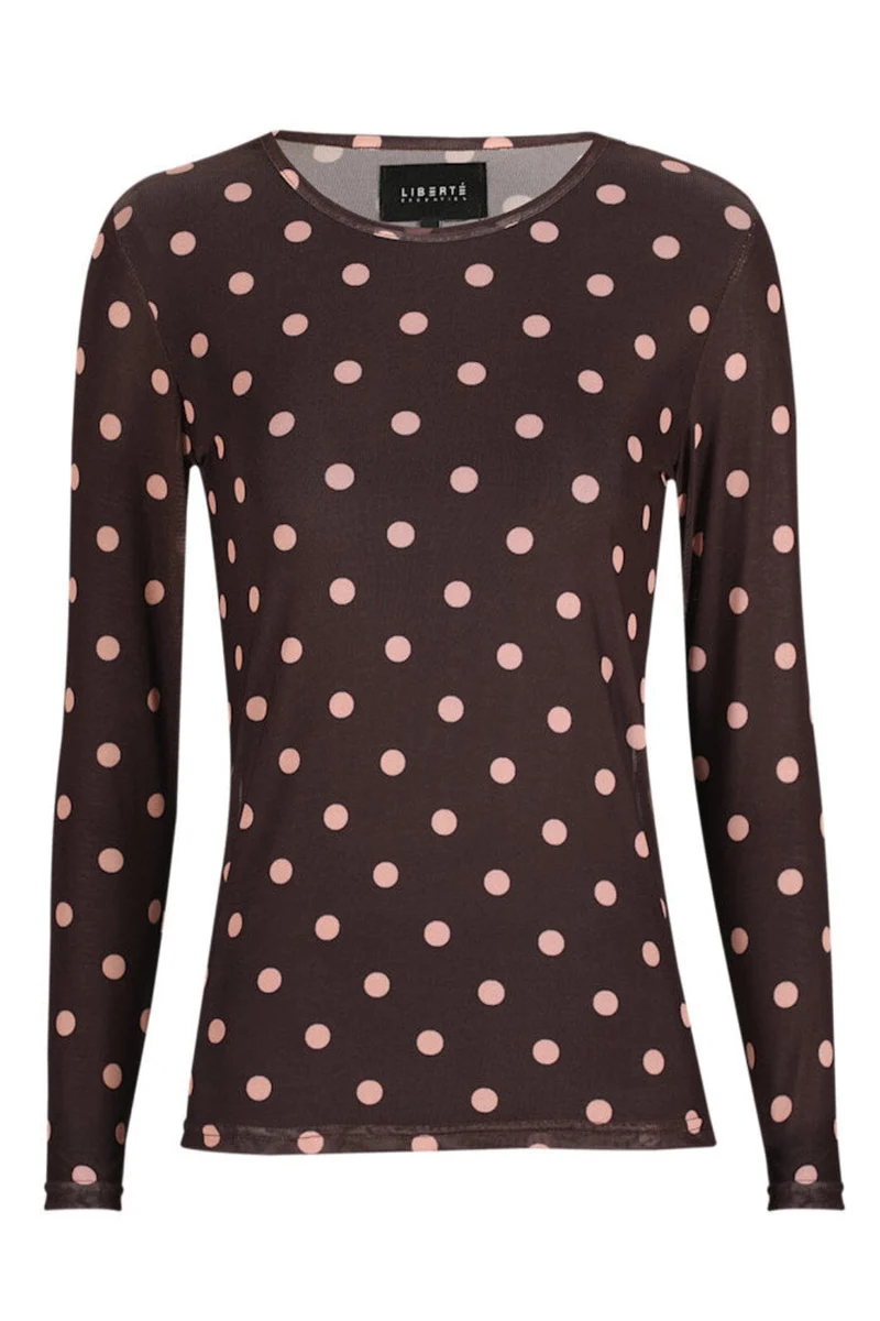 Liberte - Mesh Ls Tshirt 22065 - Plum Rose Big Dot