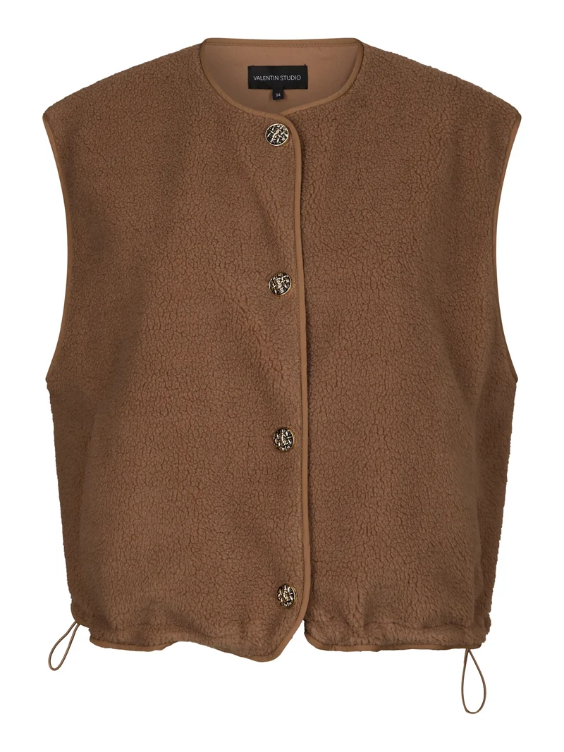 Valentin Studio - Fluffy Vest 167485 - 125 - Dark Sand
