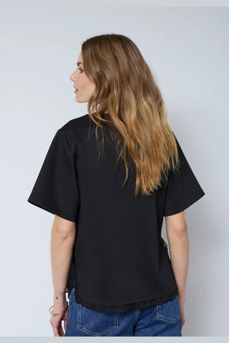 Co´Couture - Evicc Lace Tee 43031 - 96 - Black