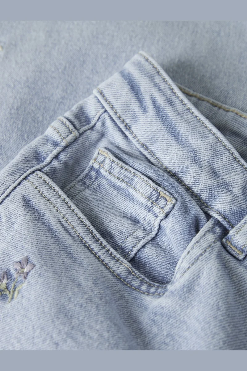 Name It - Nkfrose Wide Emb Jeans 2010-Fr - 4891113 Light Blue Denim Flower Embroidery