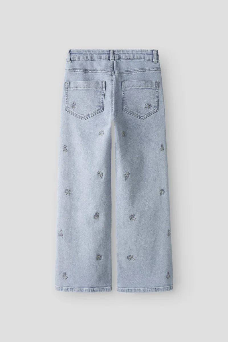 Name It - Nkfrose Wide Emb Jeans 2010-Fr - 4891113 Light Blue Denim Flower Embroidery