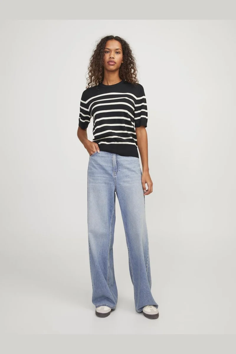 Jjxx - Jxlayla Comfy Ss Knit - 4480602 Black /Vanilla Ice