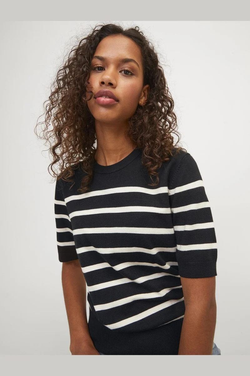 Jjxx - Jxlayla Comfy Ss Knit - 4480602 Black /Vanilla Ice