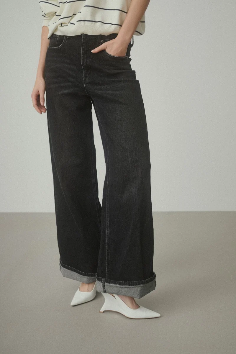 Gestuz - Gzsara Wide Jeans 10910809 - 100617 - Washed Dark Black