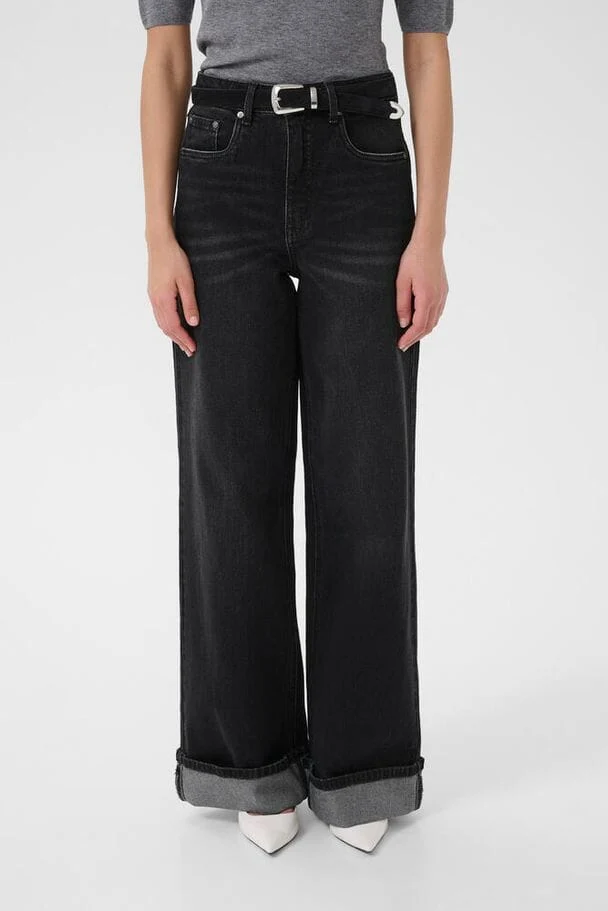 Gestuz - Gzsara Wide Jeans 10910809 - 100617 - Washed Dark Black
