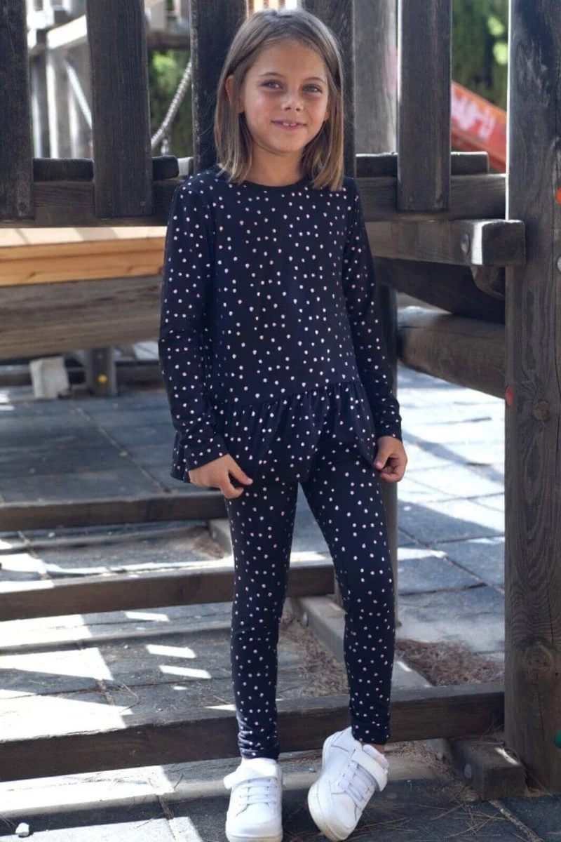 Liberte Ami - Alma-Ls-Frill-Tshirt (Kids) 9654 - Black Gold Heart