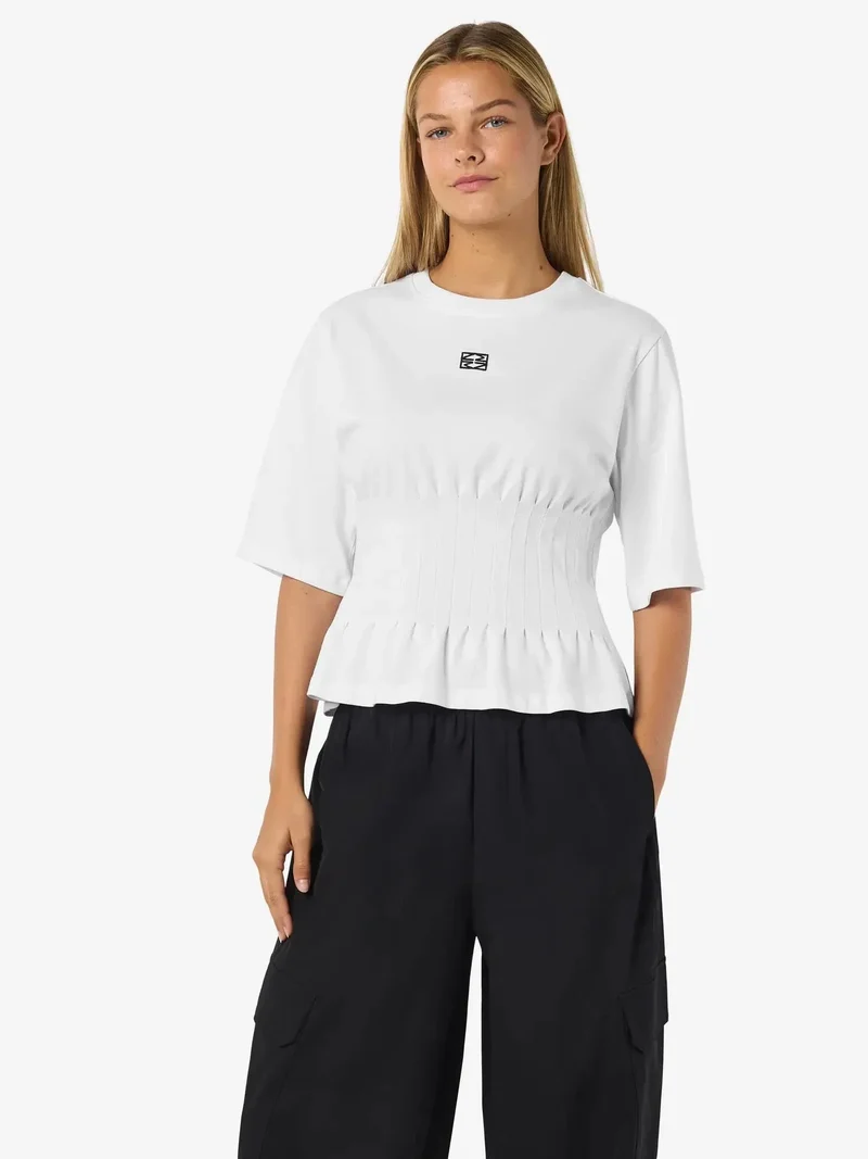 Noisy May - Nmkieran 2/4 Fitted Logo T-Shirt Fwd - 4954047 Bright White Nm Logo
