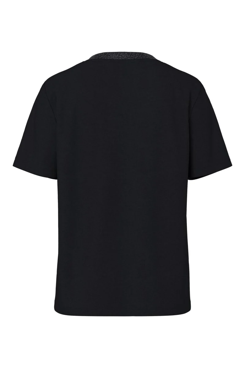 Pieces - Pcria Ss Lurex Neck Tee - 4991578 Black Lurex Rib
