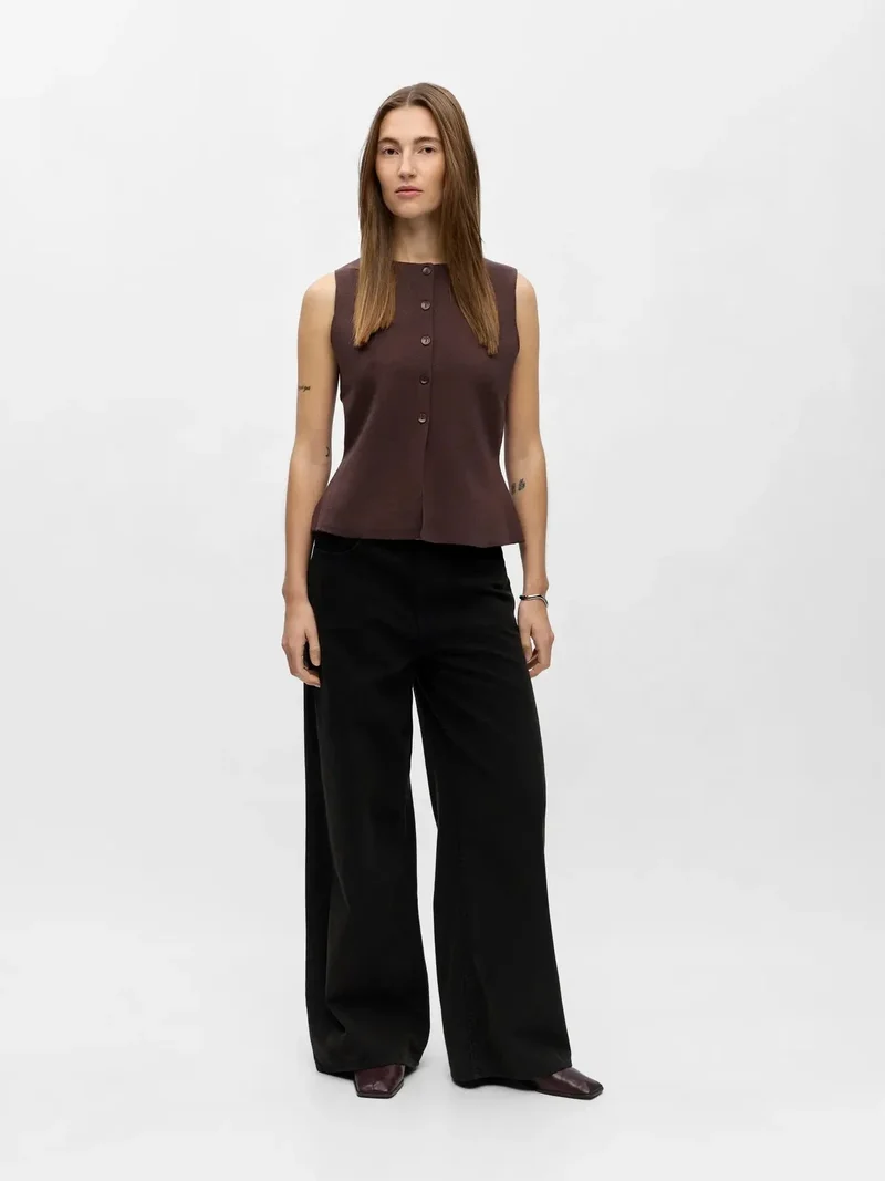 Object - Objreynard Re Knit Vest - 4927200 Seal Brown