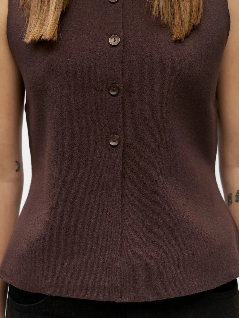Object - Objreynard Re Knit Vest - 4927200 Seal Brown