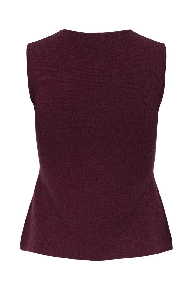 JDY - Jdyriley S/L O-Neck Two Way Zip Vest Knt - 4837970 Maroon Banner