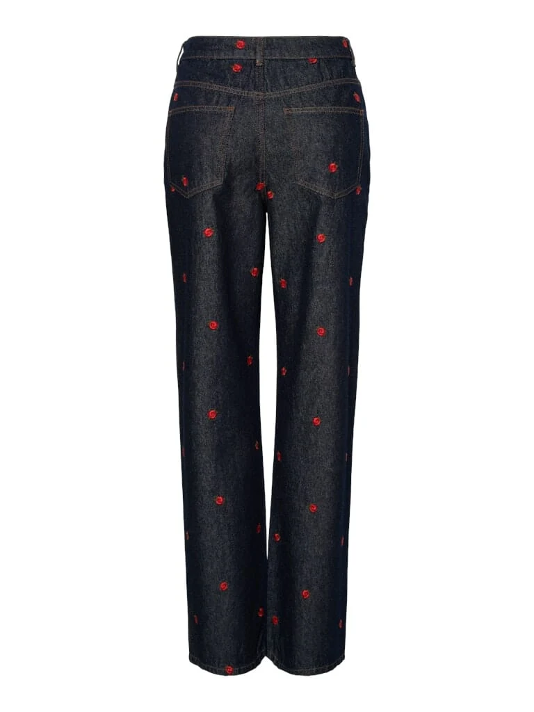 Pieces - Pcjava Straight Jeans - 4888513 Dark Blue Denim Rose
