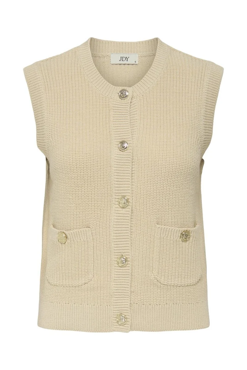 JDY - Jdystella S/L O-Neck Vest Knt - 4854212 Whitecap Gray