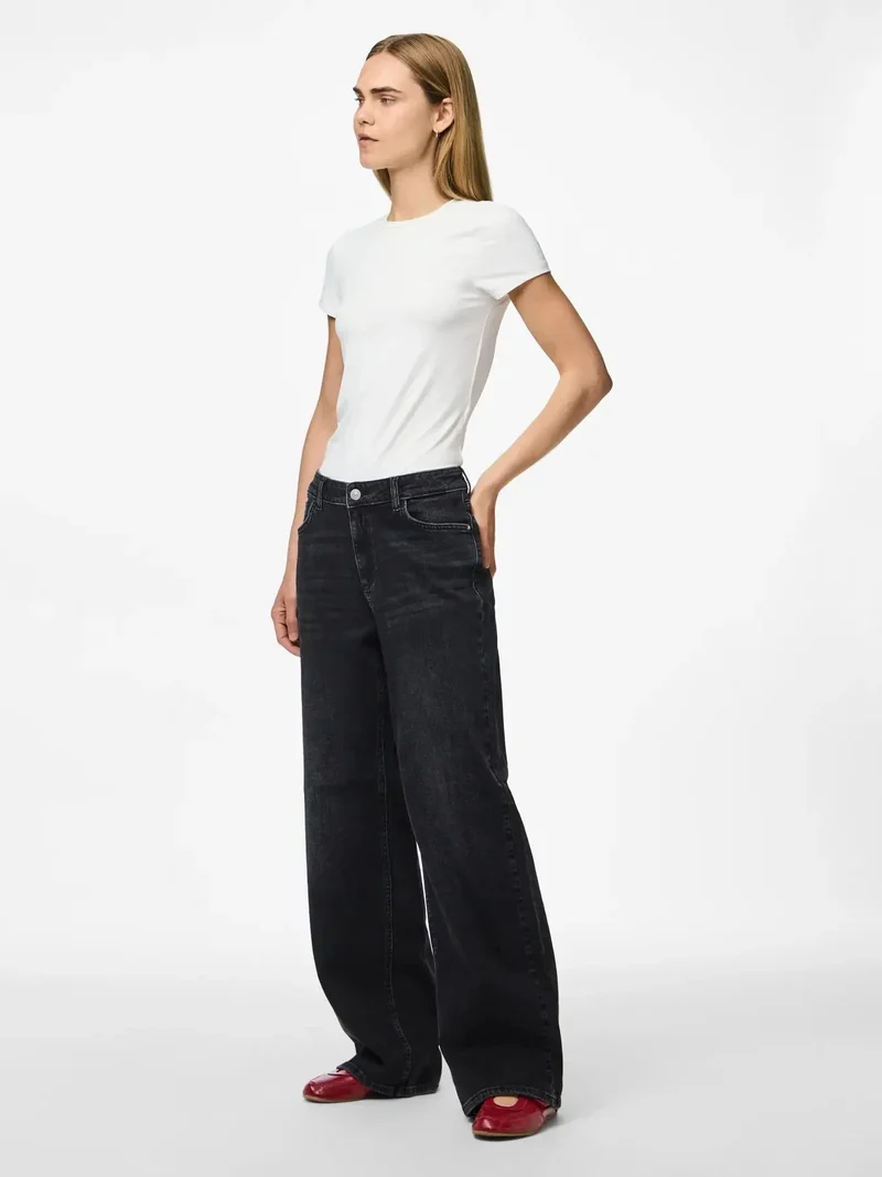 Pieces - Pcsilke Wide Jeans Bl - 4864053 Black Denim