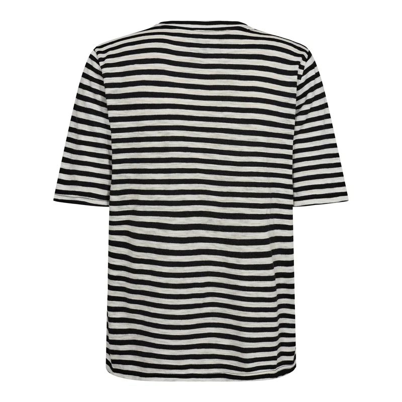 Liberte - Ulla-Ss-Vneck-Stripe-Tshirt - Black White Stripe