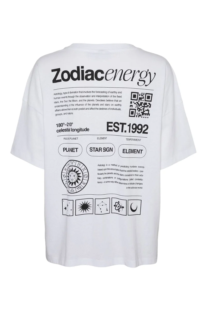 Noisy May - Nmpluto Ida S/S T-Shirt - 4911433 Bright White Zodiac Energy