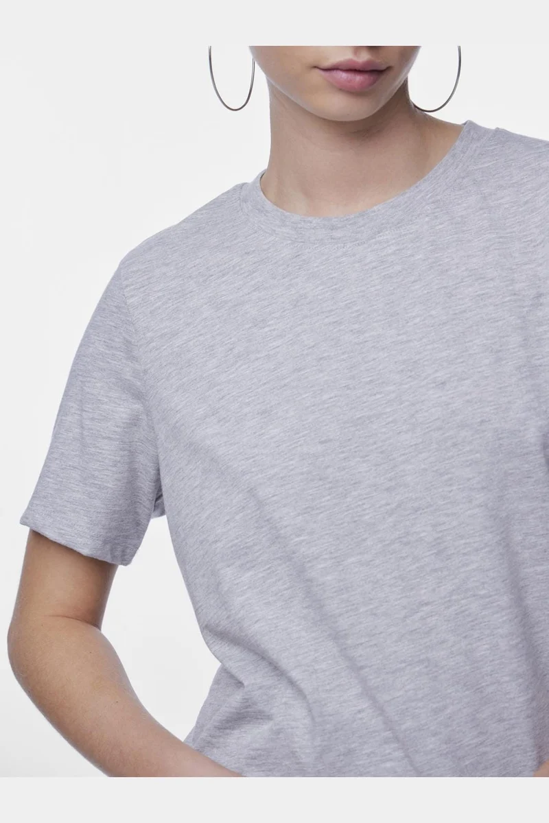 Pieces - Pcria Ss Solid Tee - 4287784 Light Grey Melange