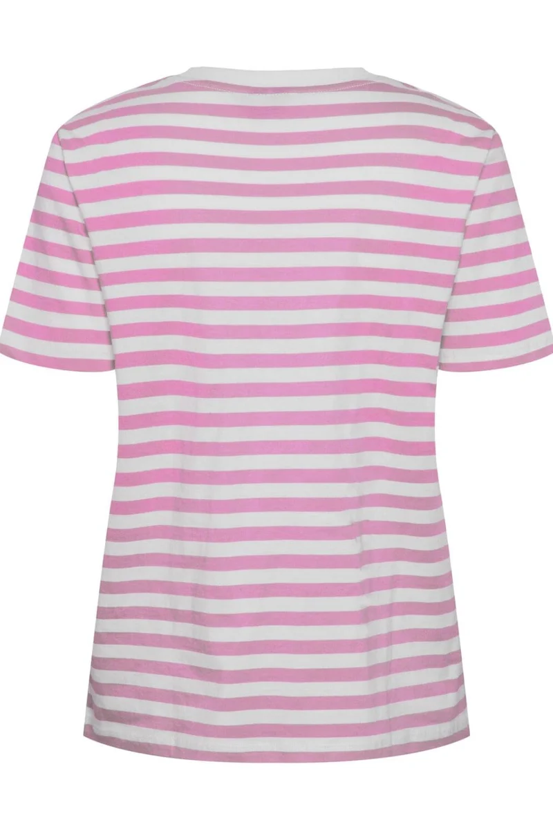 Pieces - Pcria Ss Tee Stripes - 4474679 Pastel Lavender Bright White