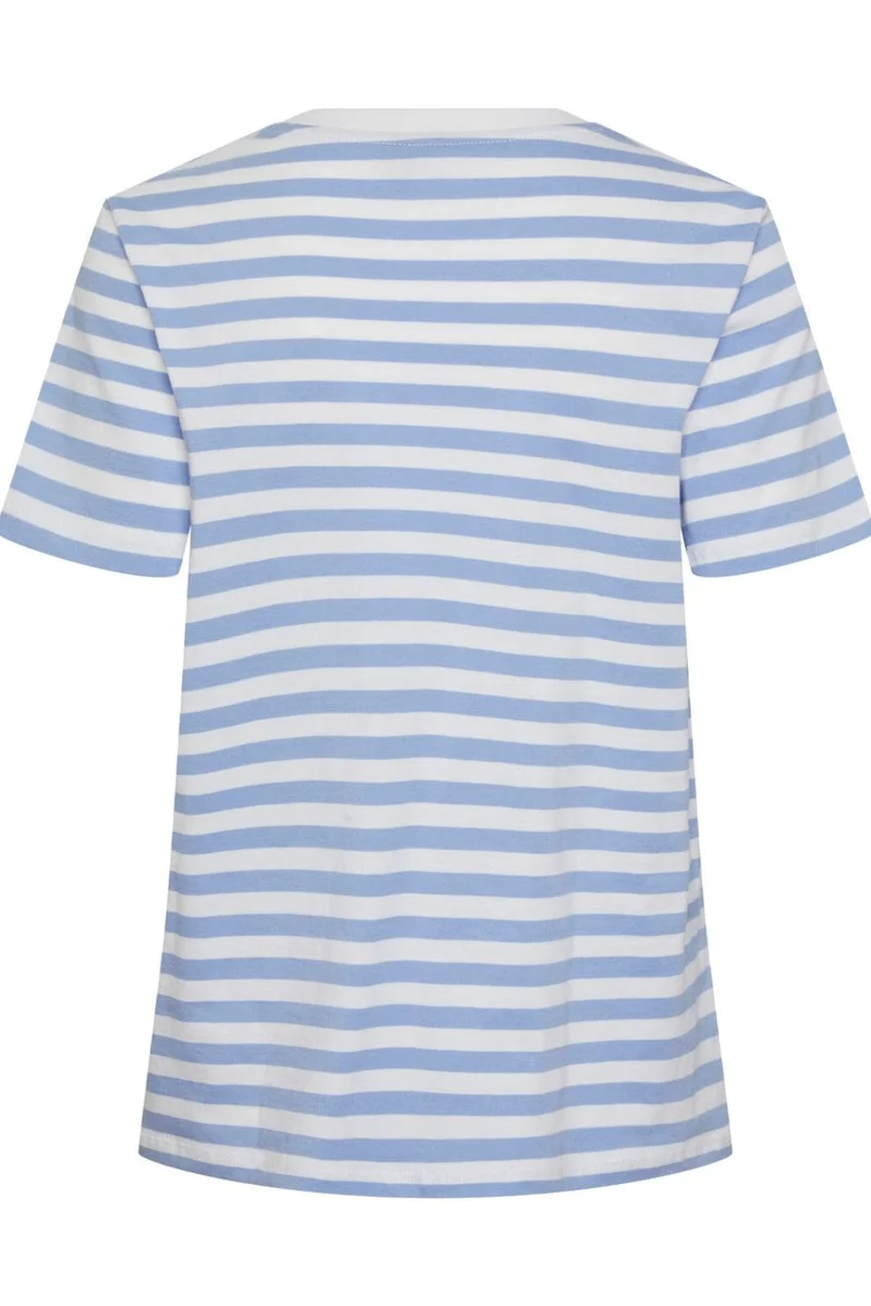 Pieces - Pcria Ss Tee Stripes - 4400582 Hydrangea Bright White