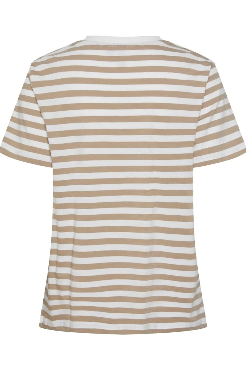 Pieces - Pcria Ss Tee Stripes - 4400579 Silver Mink Bright White