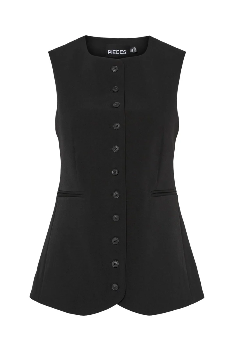 Pieces - Pctempre Long Vest - 4724813 Black