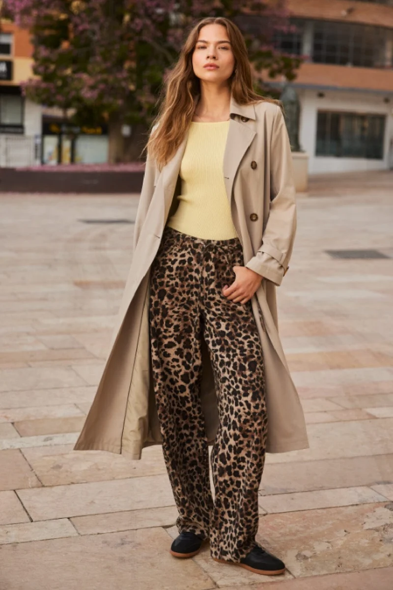 Only - Onlgianna Straight Belt Pant - 4718899 Light Taupe W Black Leo