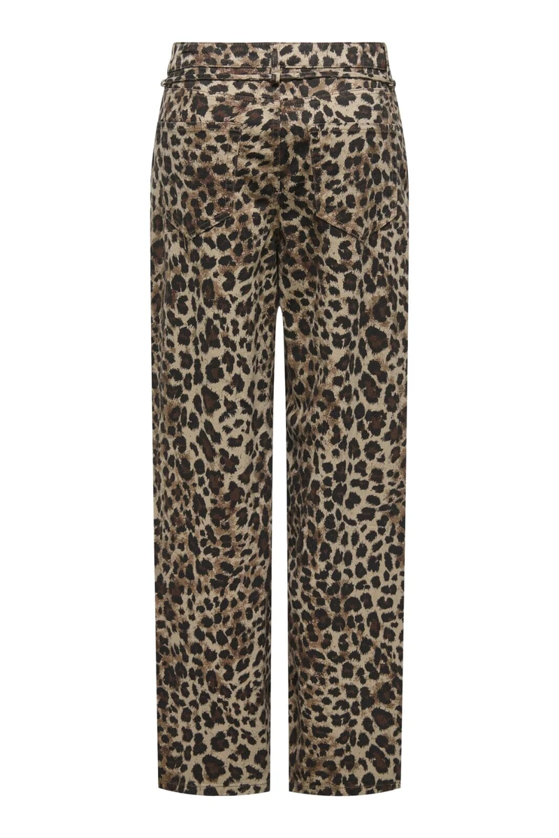 Only - Onlgianna Straight Belt Pant - 4718899 Light Taupe W Black Leo
