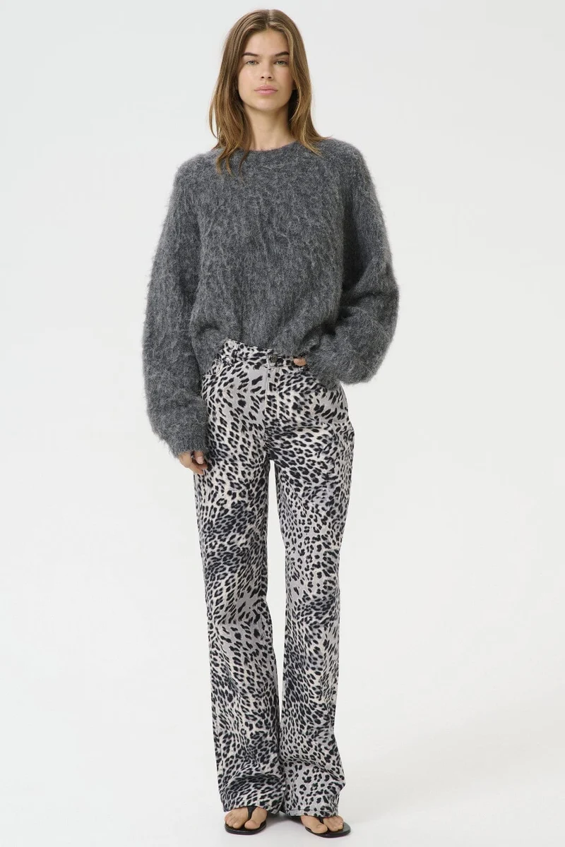 Gestuz - Gzleora Wide Jeans 10910300 - 107696 Grey Leopard