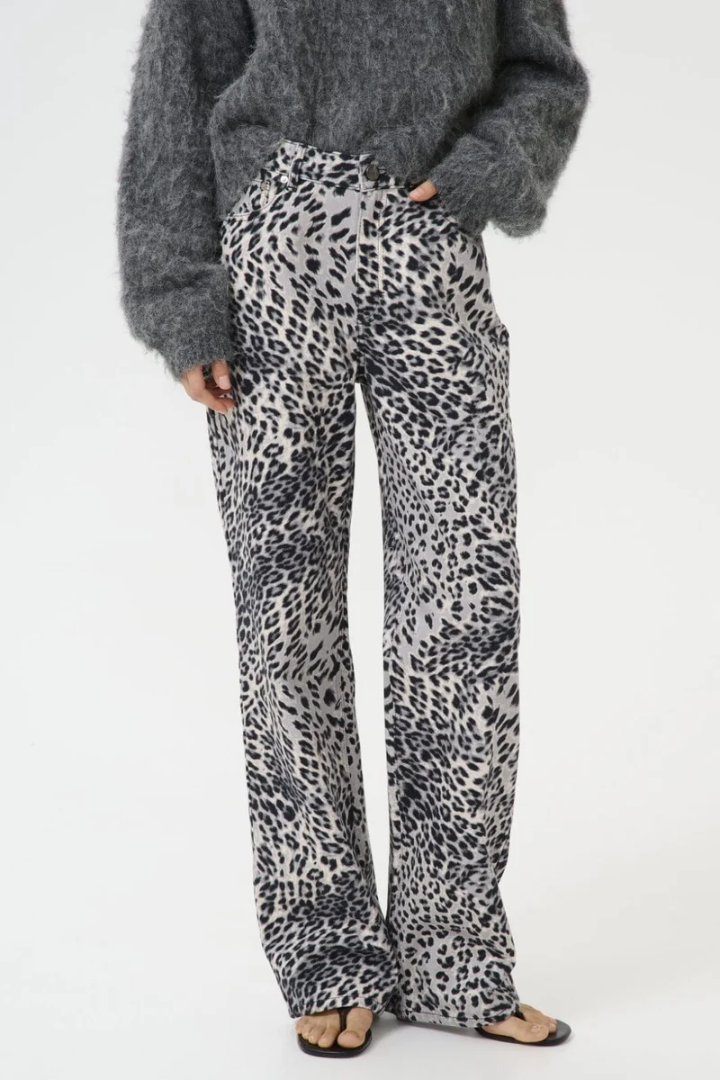 Gestuz - Gzleora Wide Jeans 10910300 - 107696 Grey Leopard