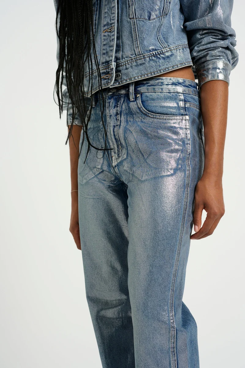 Gestuz - Coatygz Straigt Jeans 10909560 - 106664 Coated Silver Blue Wash