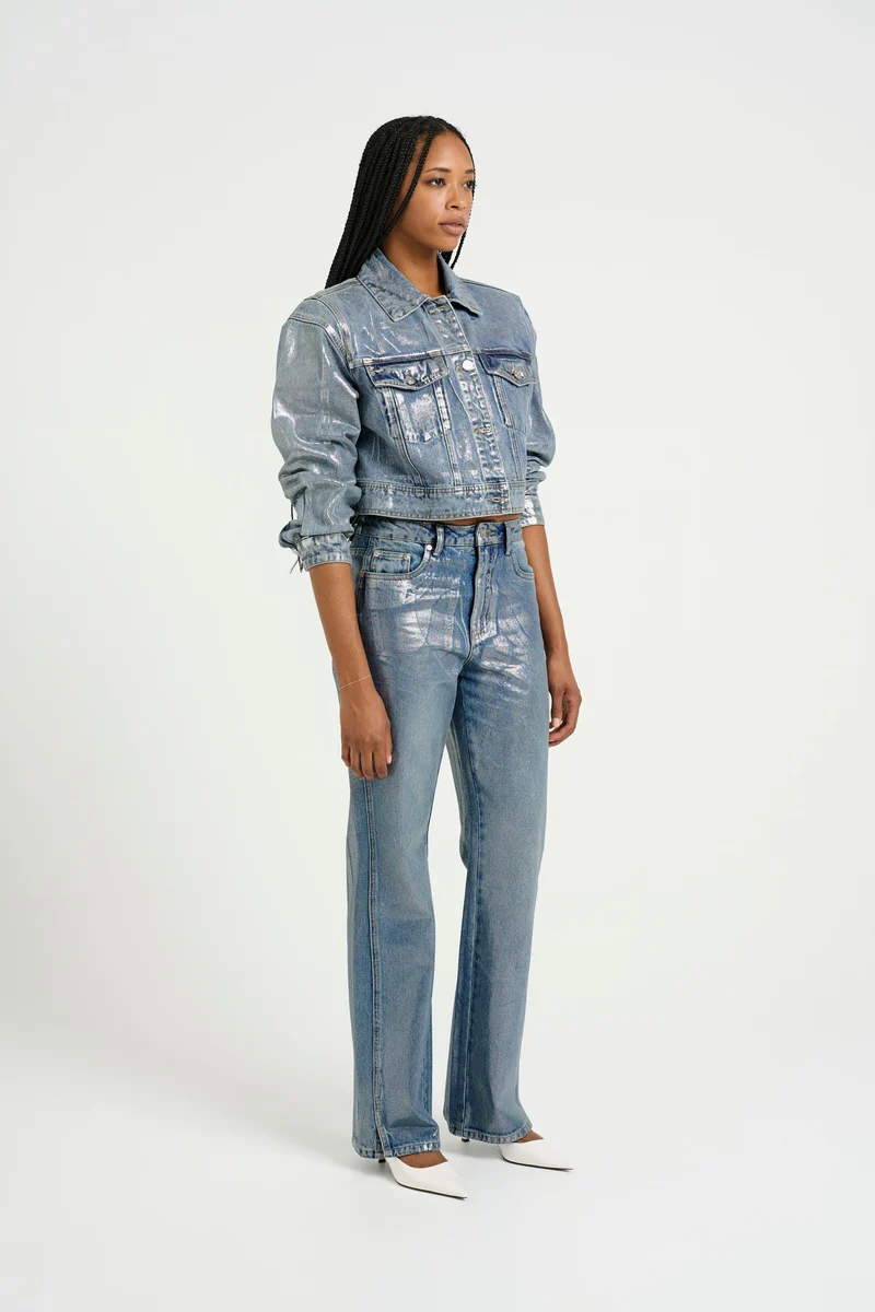 Gestuz - Coatygz Straigt Jeans 10909560 - 106664 Coated Silver Blue Wash