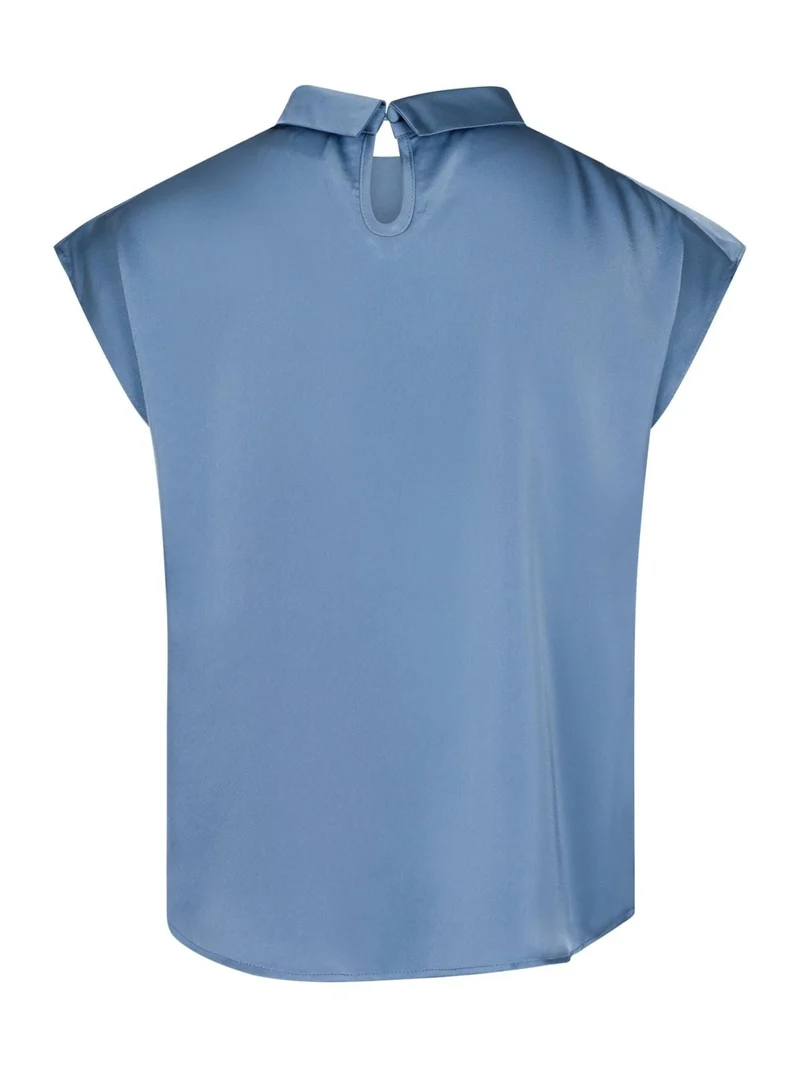Neo Noir - Fleur Drapy Satin Blouse - Dusty Blue